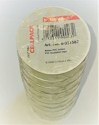 CELLPACK - LOT 10 RUBAN PVC ISOLANT BLANC 15 mm x 10 m
